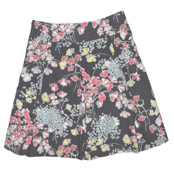Talbots Dresses & Skirts - Talbots Pleated Grey Full Floral Skirt Size 6P
